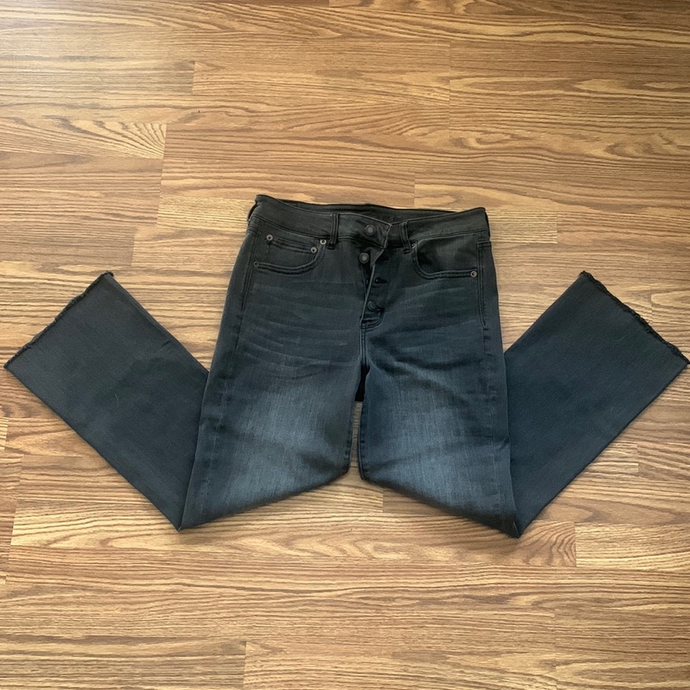 AEO Super Stretch Black Ankle/Flare Leg Jeans